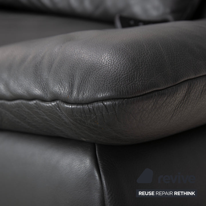 Koinor Evento Leder Dreisitzer Schwarz Sofa Couch elektrische Funktion