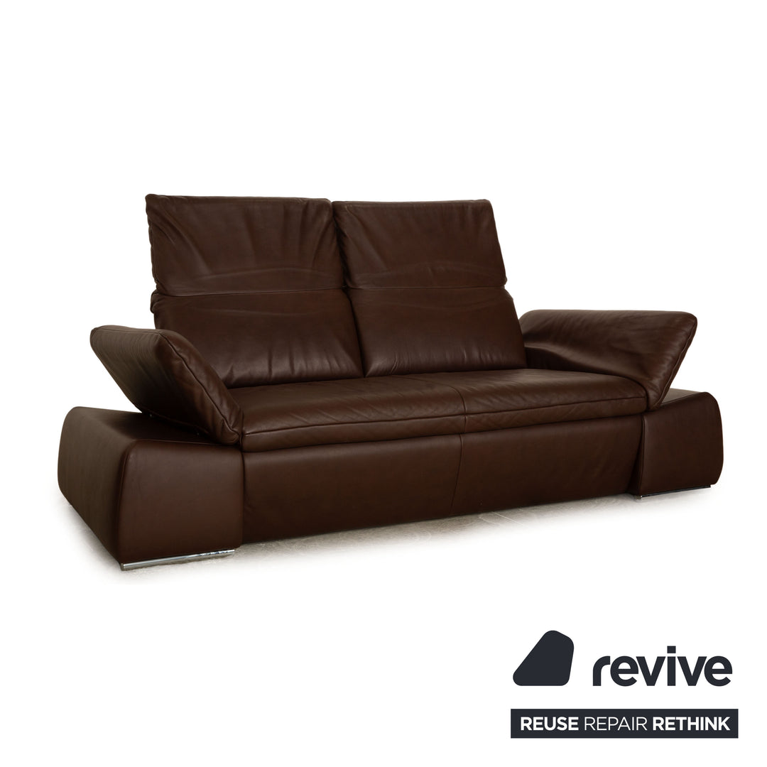 Koinor Evento Leather Two Seater Brown Manual Function Sofa Couch