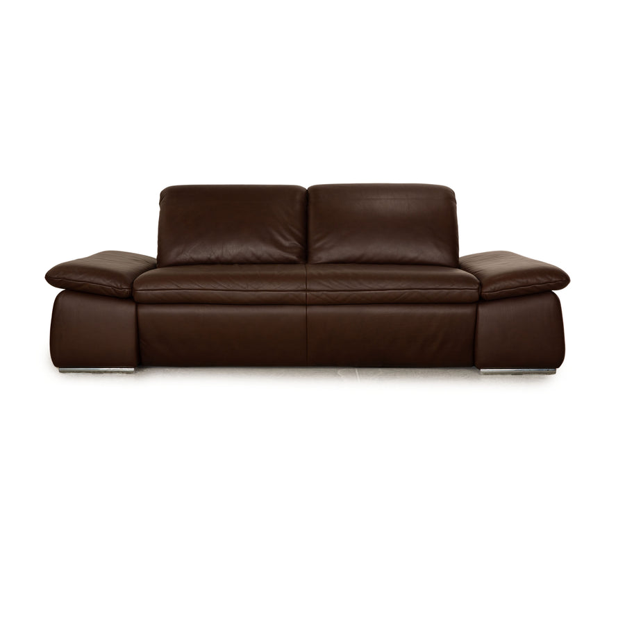Koinor Evento Leather Two Seater Brown Manual Function Sofa Couch