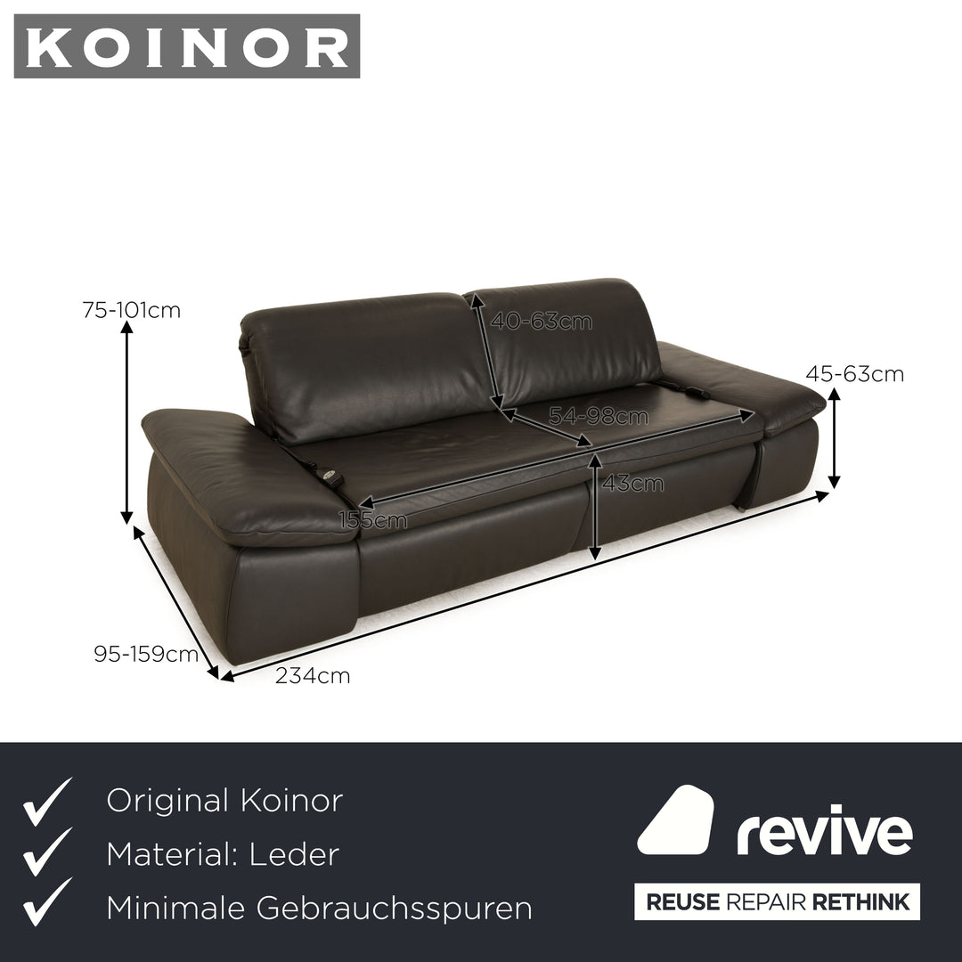 Koinor Evento Leder Zweisitzer Grau Dunkelgrau elektrische Funktion Sofa Couch