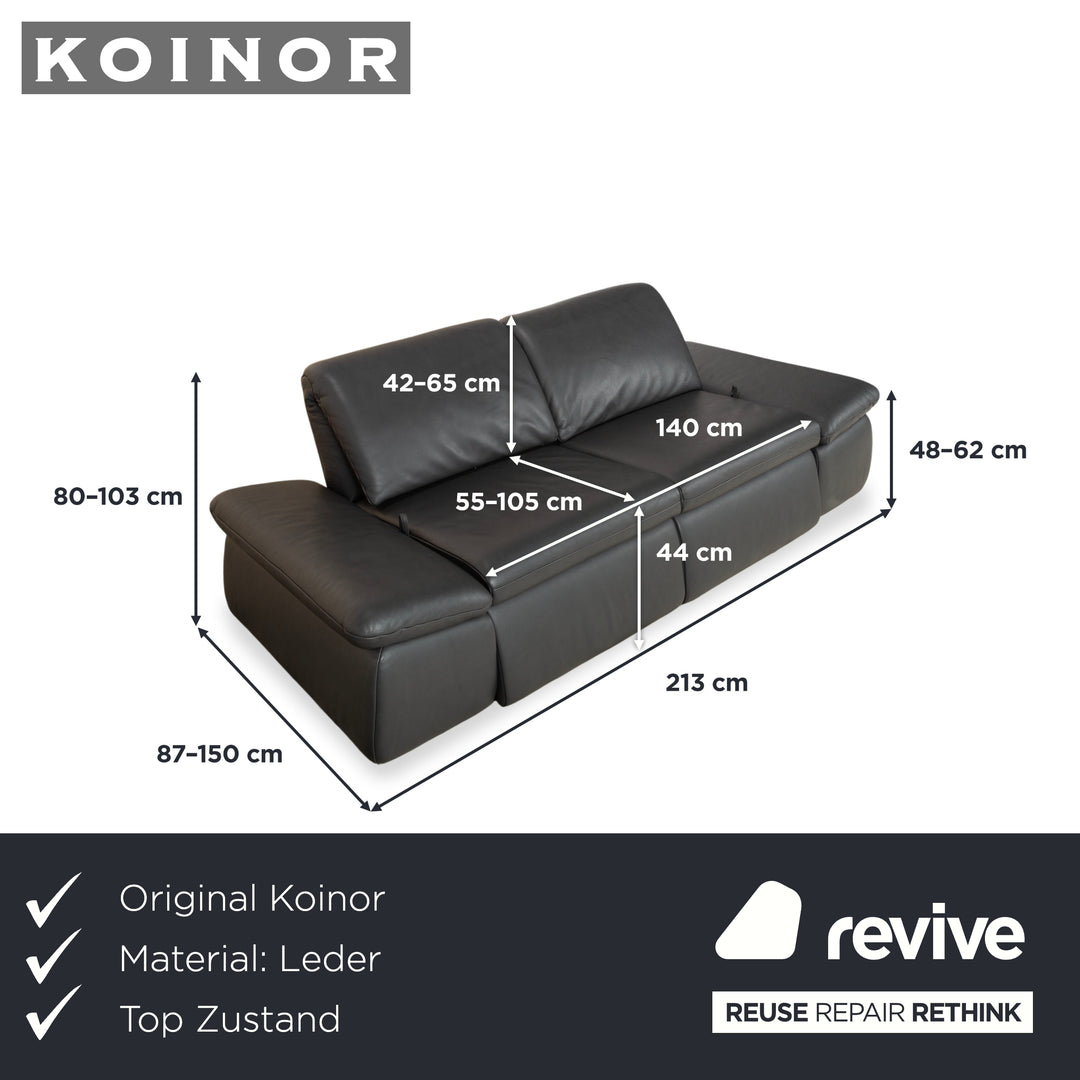 Koinor Evento Leder Zweisitzer Schwarz Sofa Couch Relaxfunktion manuelle Funktion