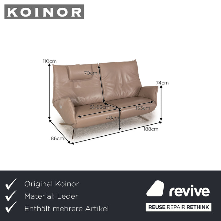 Koinor Evita Leder Sofa Garnitur Beige Dreisitzer Zweisitzer Sessel elektrische Funktion