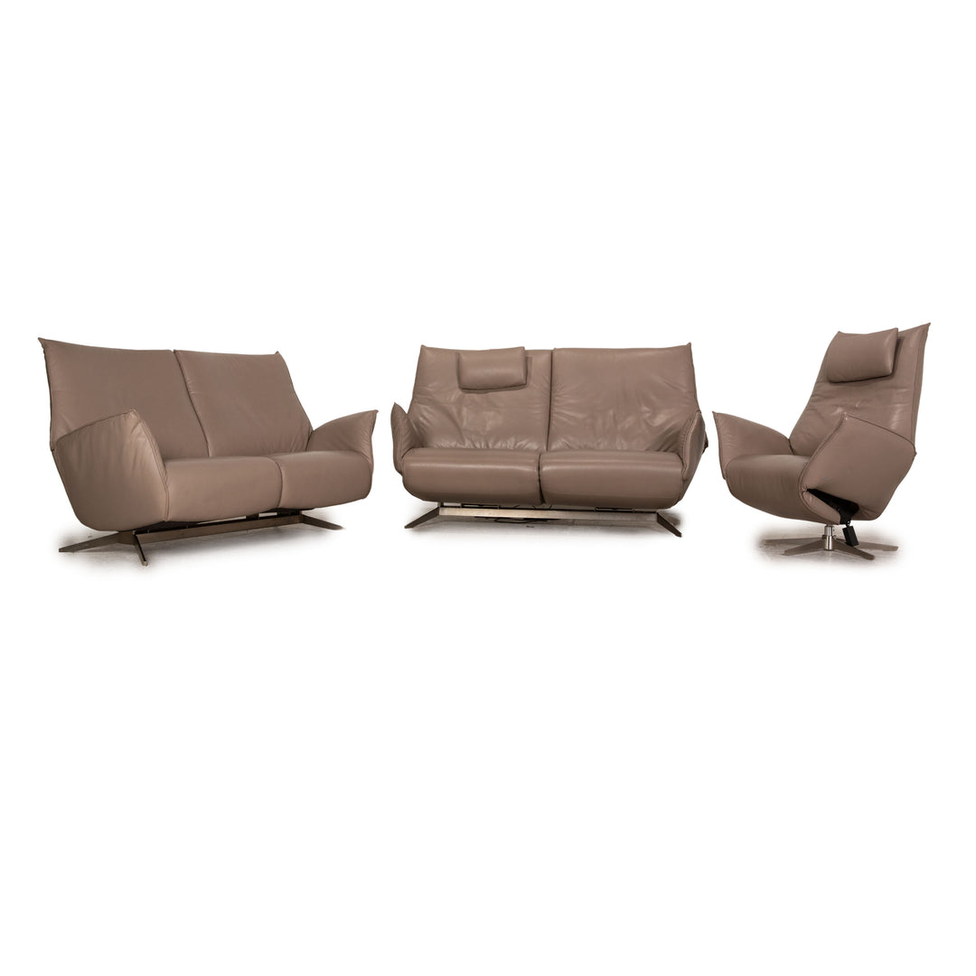 Koinor Evita Leder Sofa Garnitur Beige Dreisitzer Zweisitzer Sessel elektrische Funktion