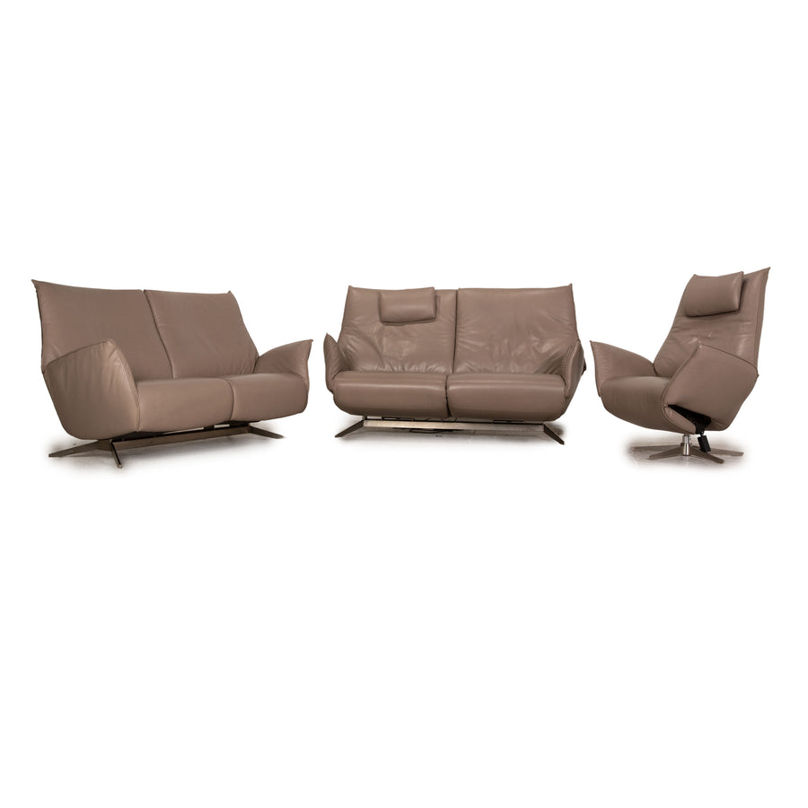 Koinor Evita Leder Sofa Garnitur Beige Dreisitzer Zweisitzer Sessel elektrische Funktion