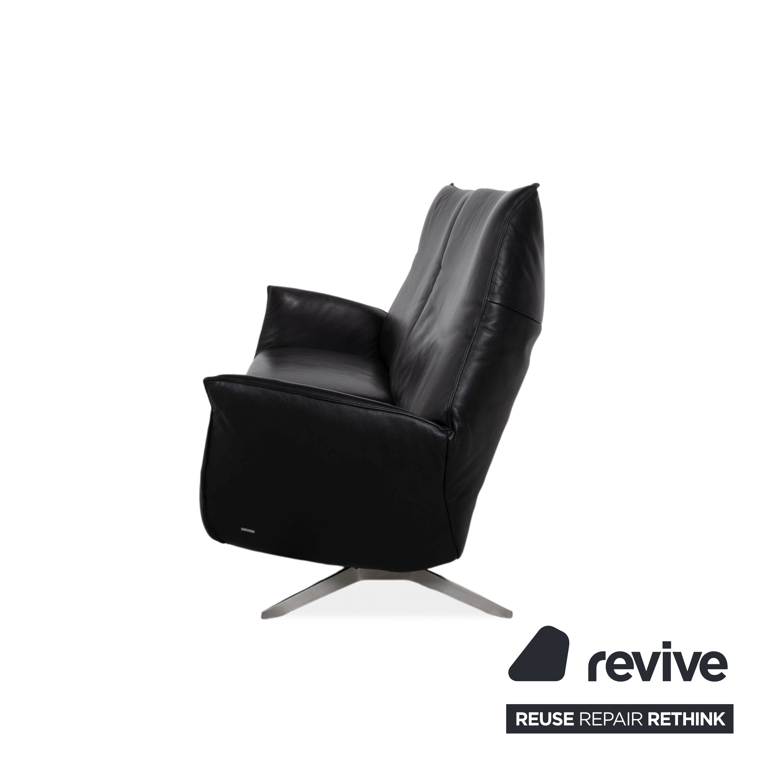 Koinor Evita Leather Two-Seater Black Electric Function Sofa Couch
