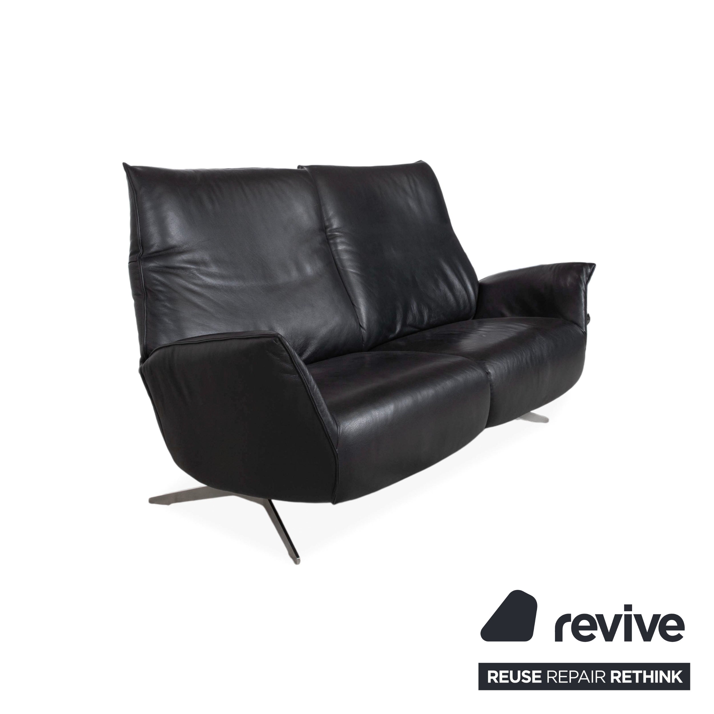 Koinor Evita Leather Two-Seater Black Electric Function Sofa Couch