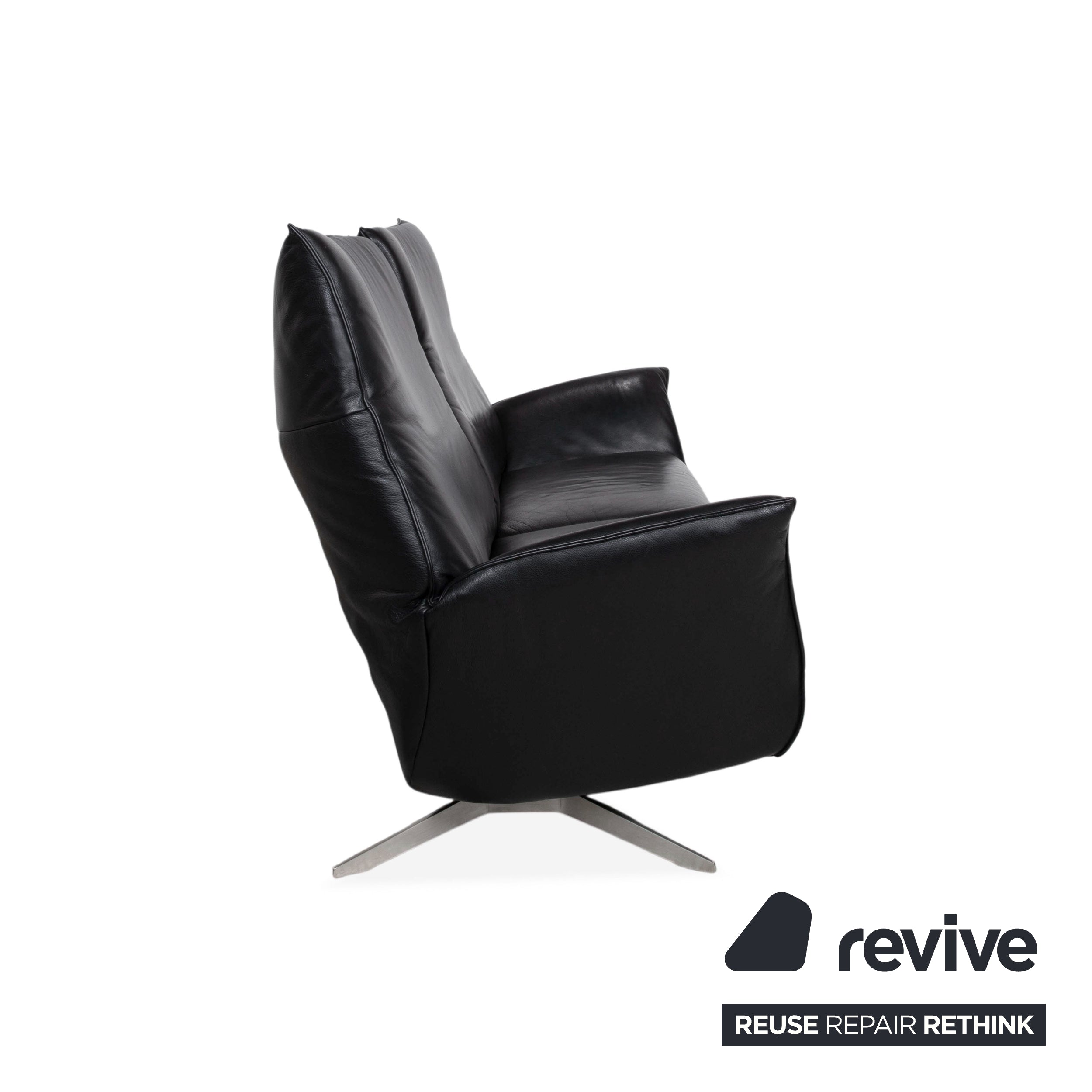 Koinor Evita Leather Two-Seater Black Electric Function Sofa Couch