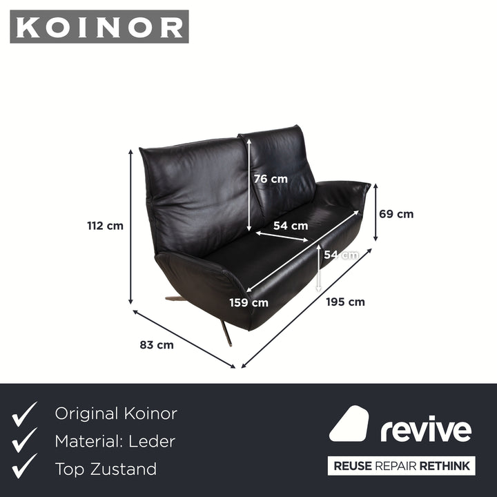 Koinor Evita Leder Zweisitzer Schwarz elektrische Funktion Sofa Couch