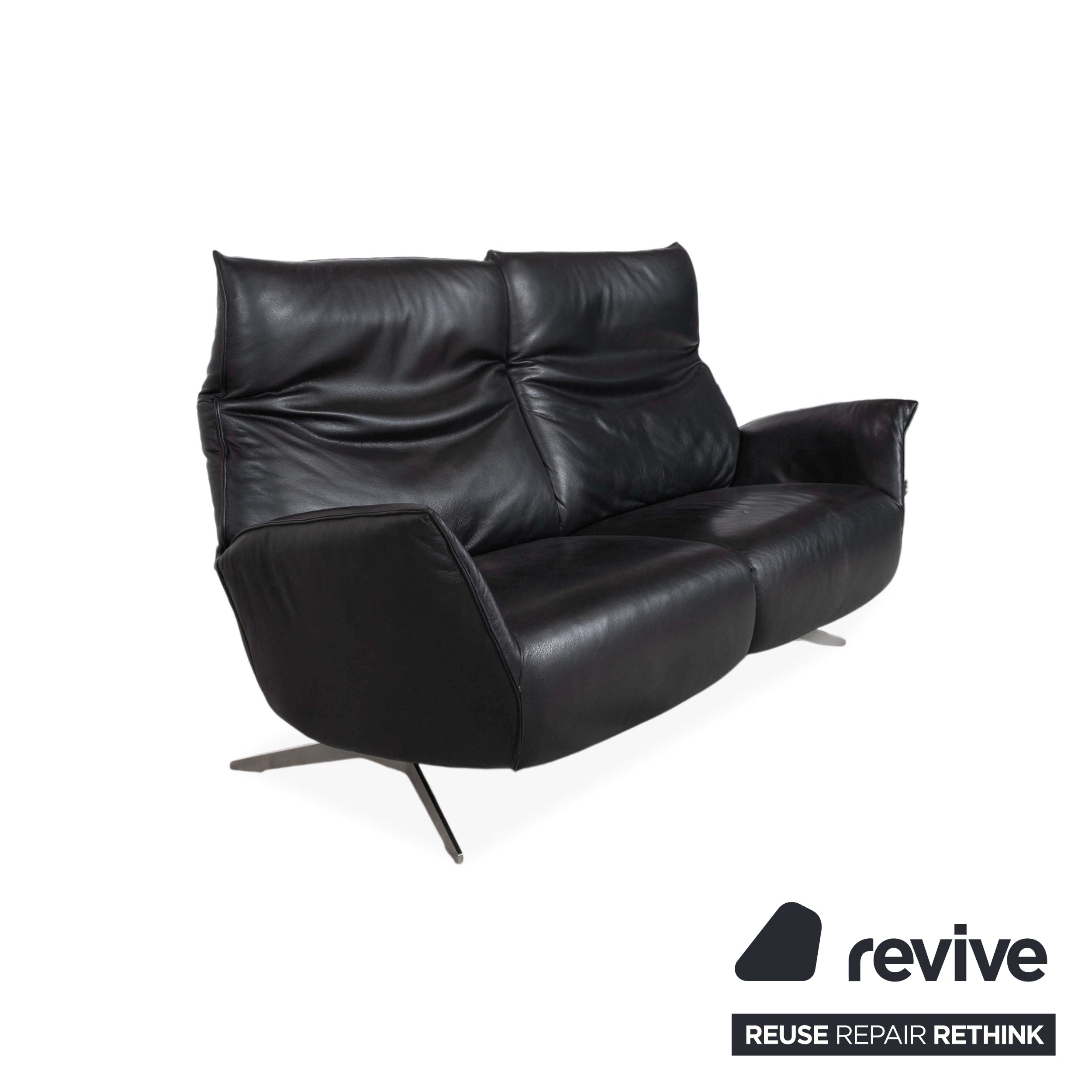 Koinor Evita Leather Two-Seater Black Electric Function Sofa Couch