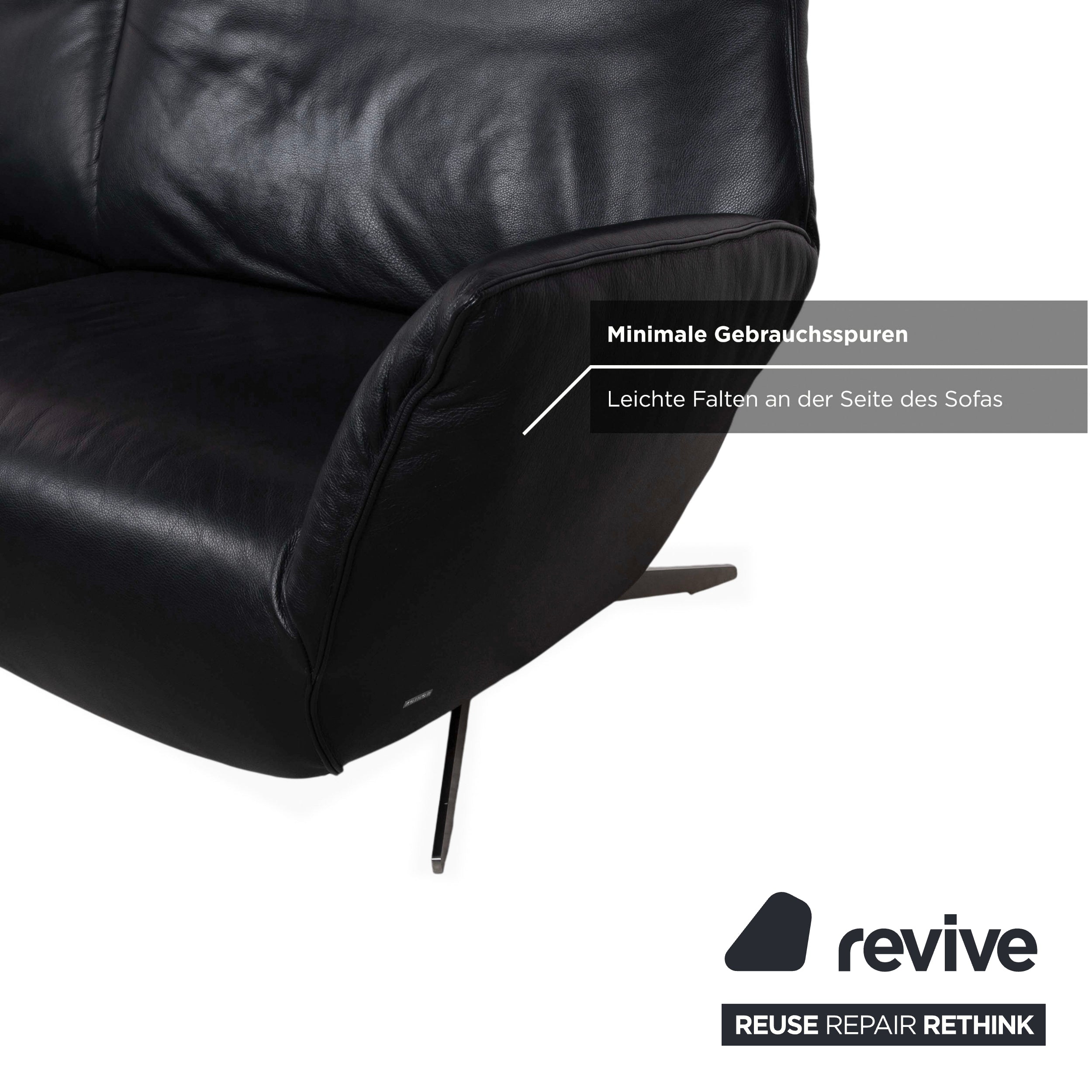 Koinor Evita Leather Two-Seater Black Electric Function Sofa Couch