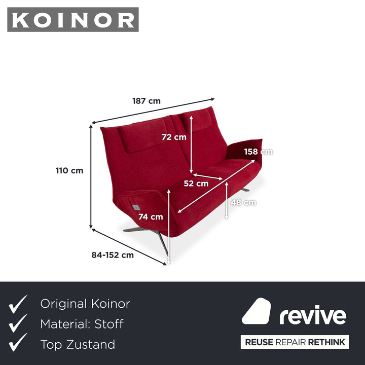 Koinor Evita Stoff Dreisitzer Rot elektr. Funktion Sofa Couch