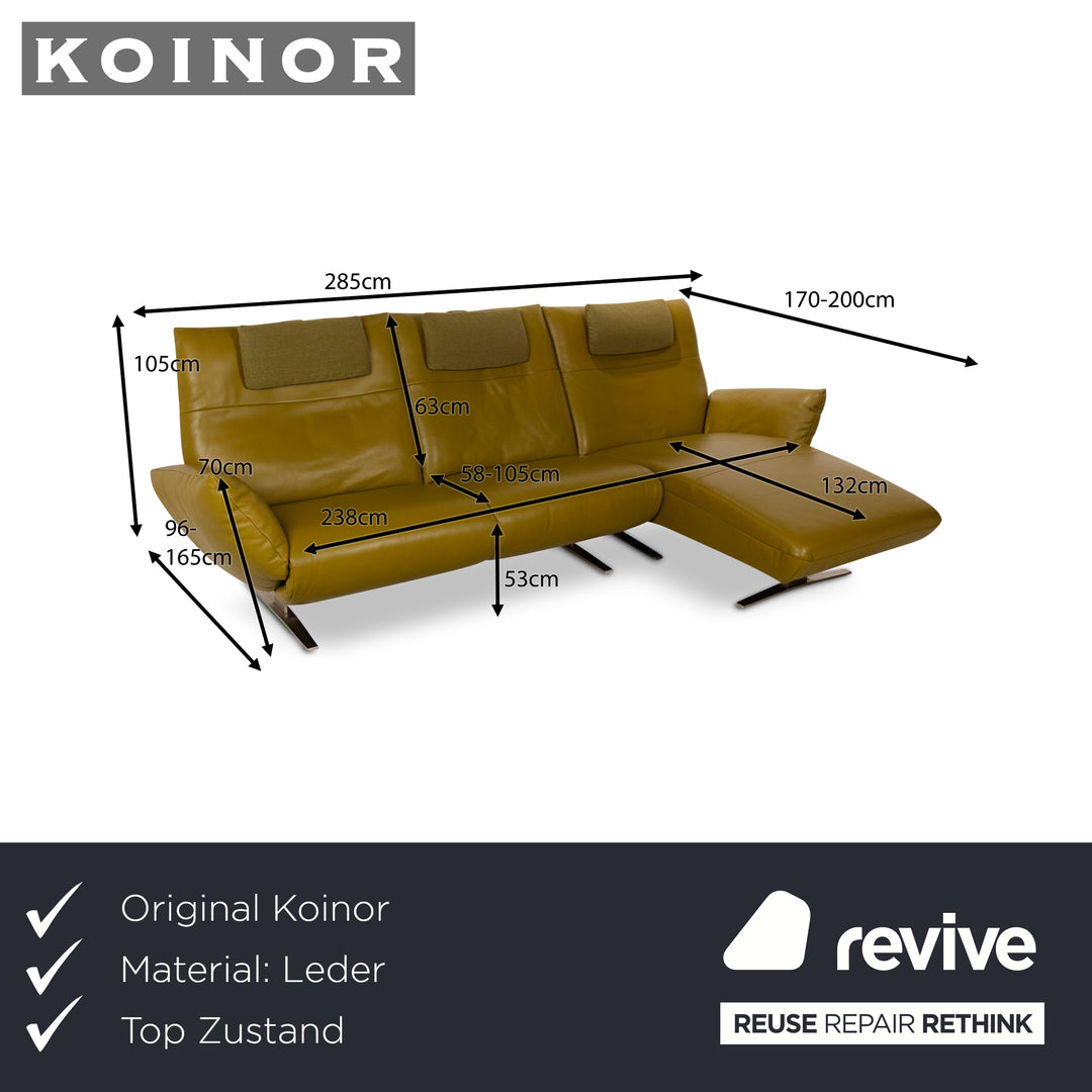 Koinor Exo Leather Corner Sofa Green Electric Function Recamiere Right Sofa Couch