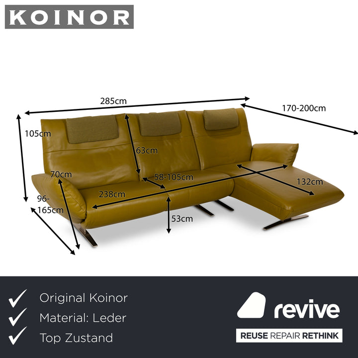 Koinor Exo Canapé D'angle Cuir Vert Fonction Électrique Recamiere Canapé Droit Canapé