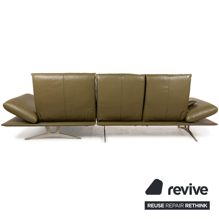 Koinor Francis Leather Corner Sofa Green Olive Manual Function Recamiere Right Sofa Couch