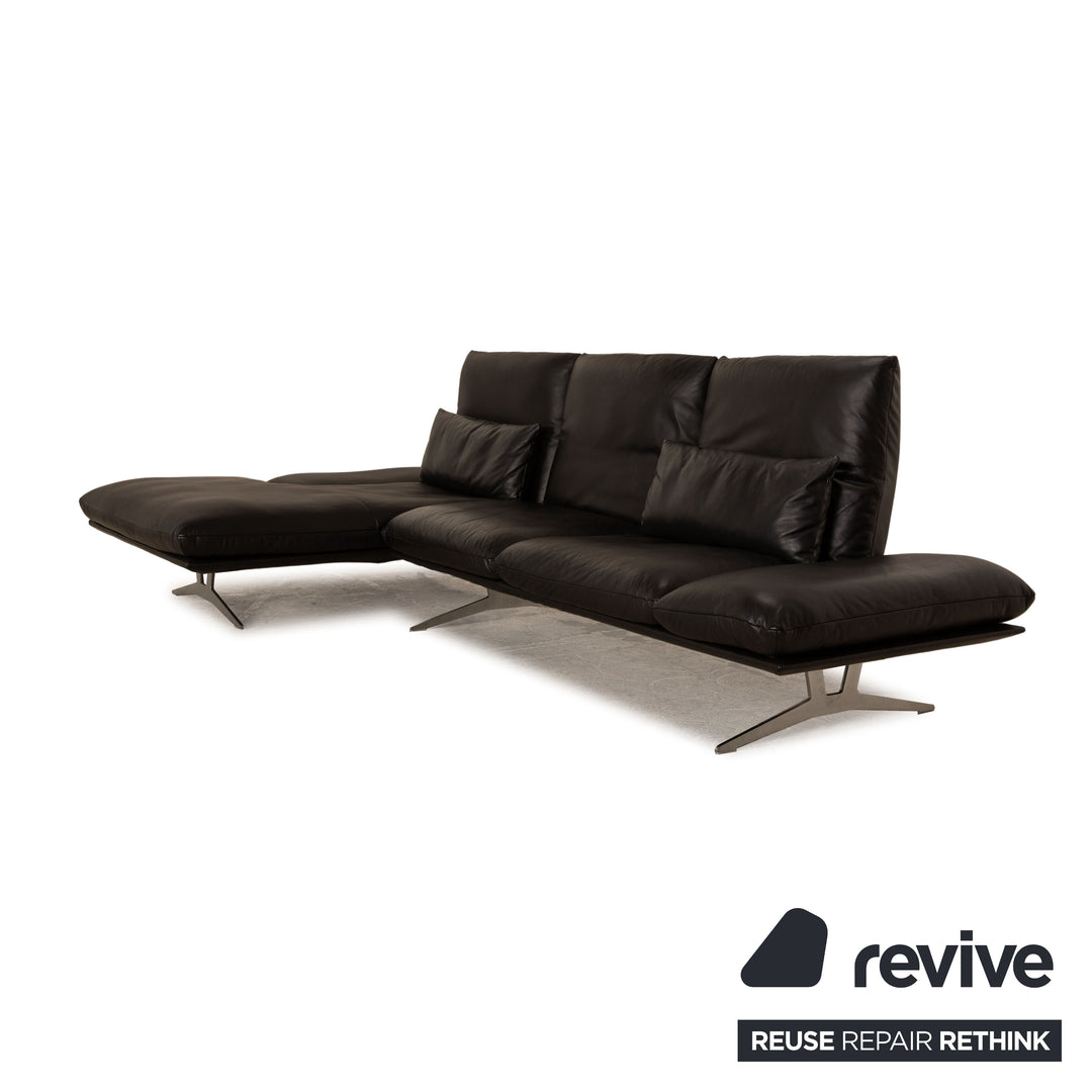 Koinor Francis Leder Ecksofa Schwarz Recamiere links manuelle Funktion Relaxfunktion