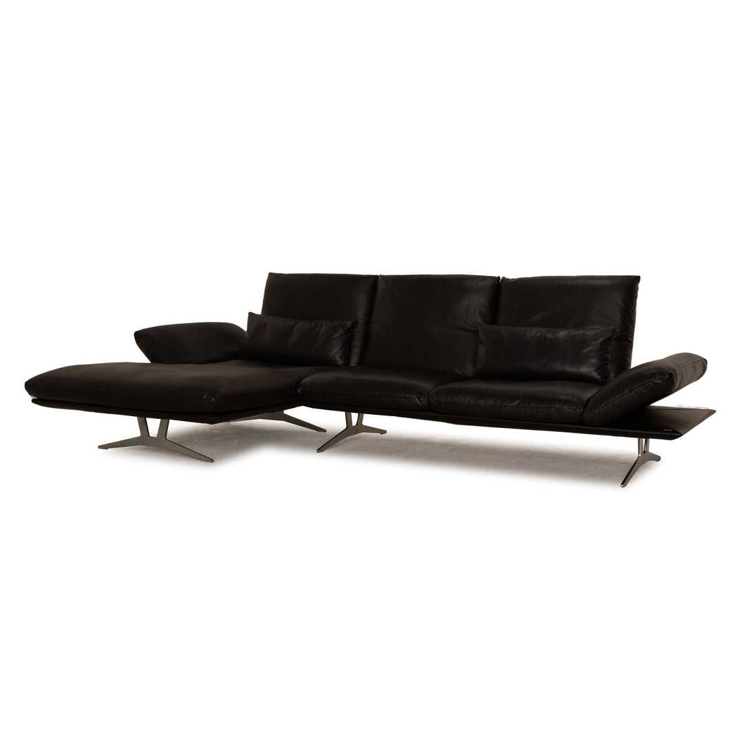 Koinor Francis Leder Ecksofa Schwarz Recamiere links manuelle Funktion Relaxfunktion