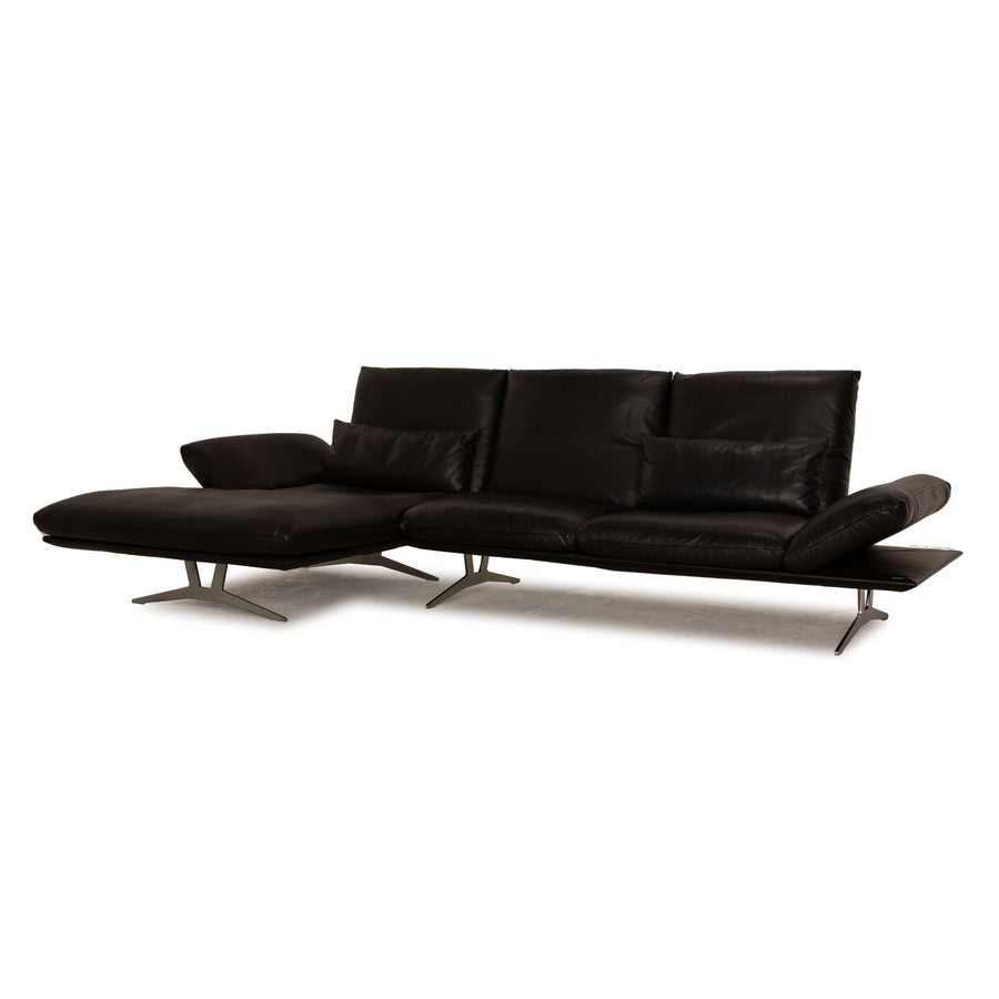 Koinor Francis leather corner sofa black chaise longue left manual function relaxation function