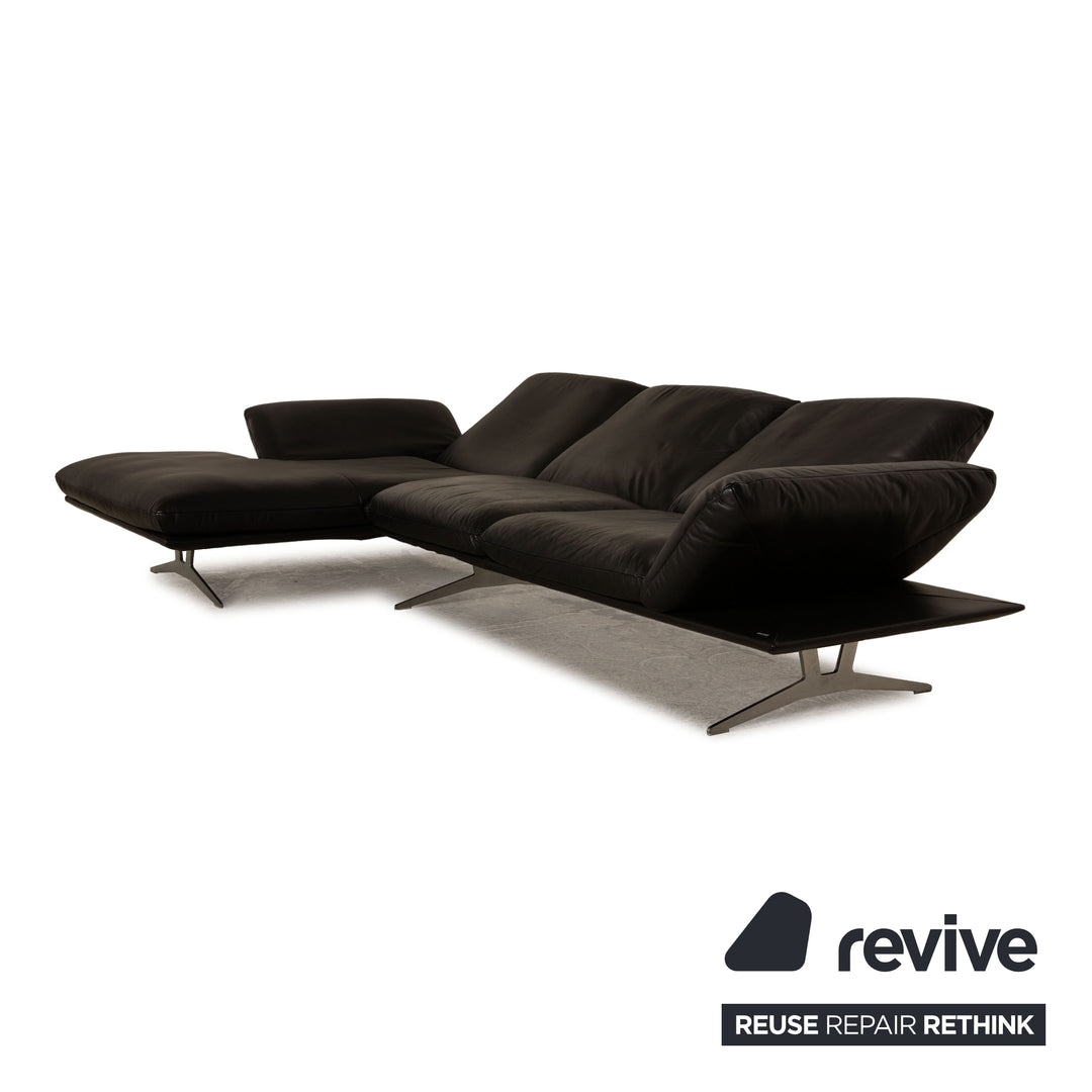 Koinor Francis Leder Ecksofa Schwarz Recamiere links manuelle Funktion Relaxfunktion