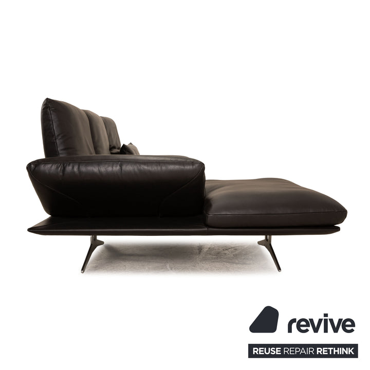 Koinor Francis Leder Ecksofa Schwarz Recamiere links manuelle Funktion Relaxfunktion