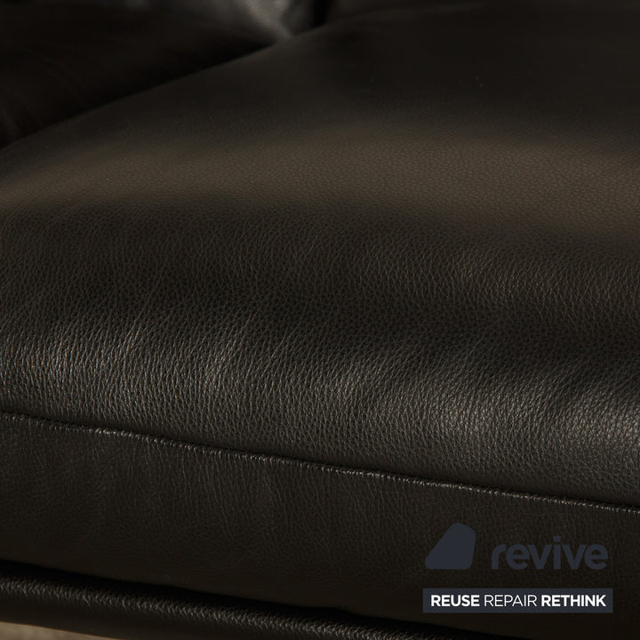 Koinor Francis Leather Corner Sofa Black Recamiere Left Sofa Couch manual function