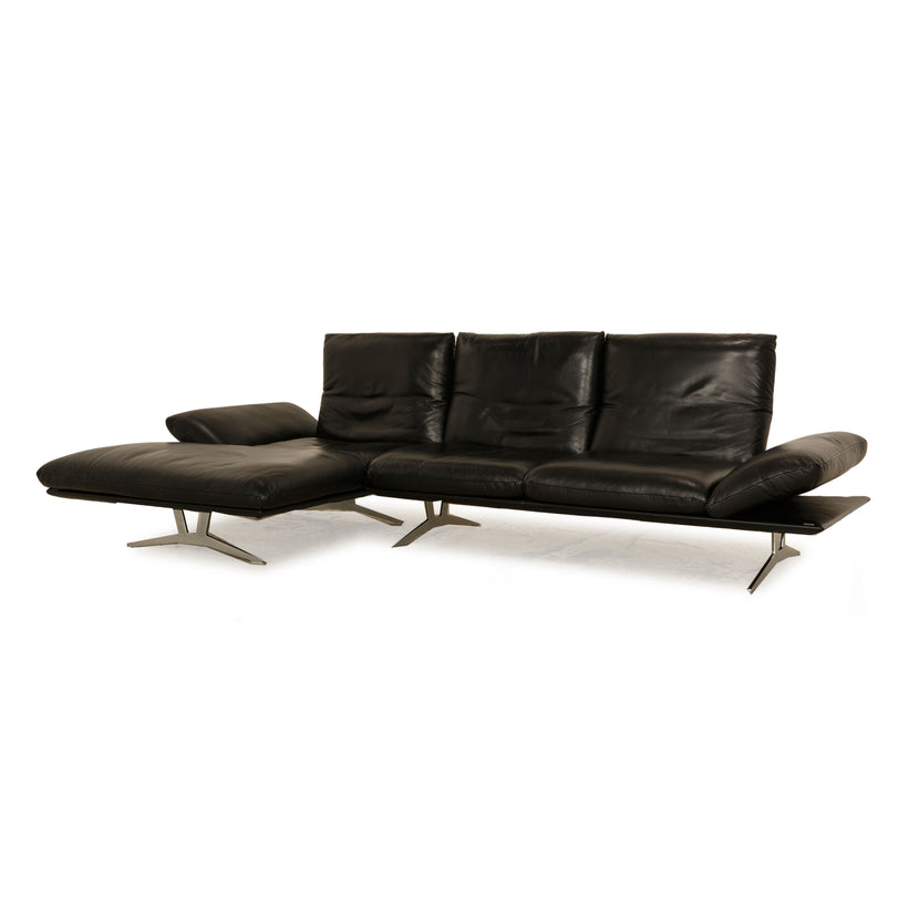 Koinor Francis Leder Ecksofa Schwarz Recamiere Links Sofa Couch manuelle Funktion