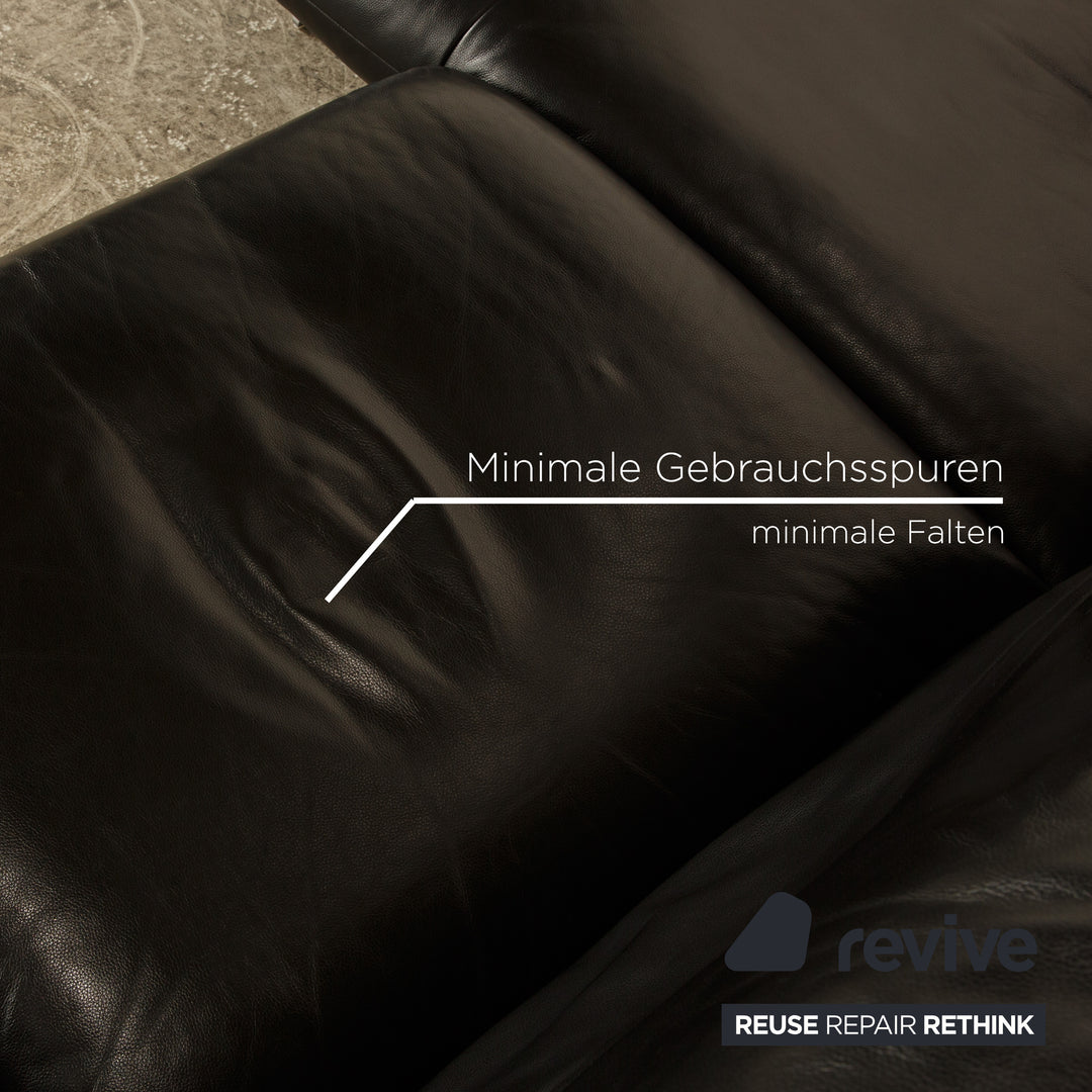 Koinor Francis Leather Corner Sofa Black Recamiere Left Sofa Couch manual function
