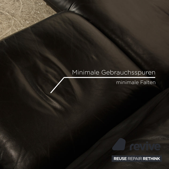 Koinor Francis Leather Corner Sofa Black Recamiere Left Sofa Couch manual function