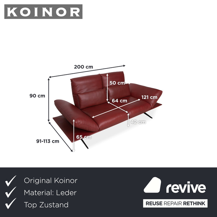 Koinor Francis Leather Two-Seater Red Manual Function Sofa Couch