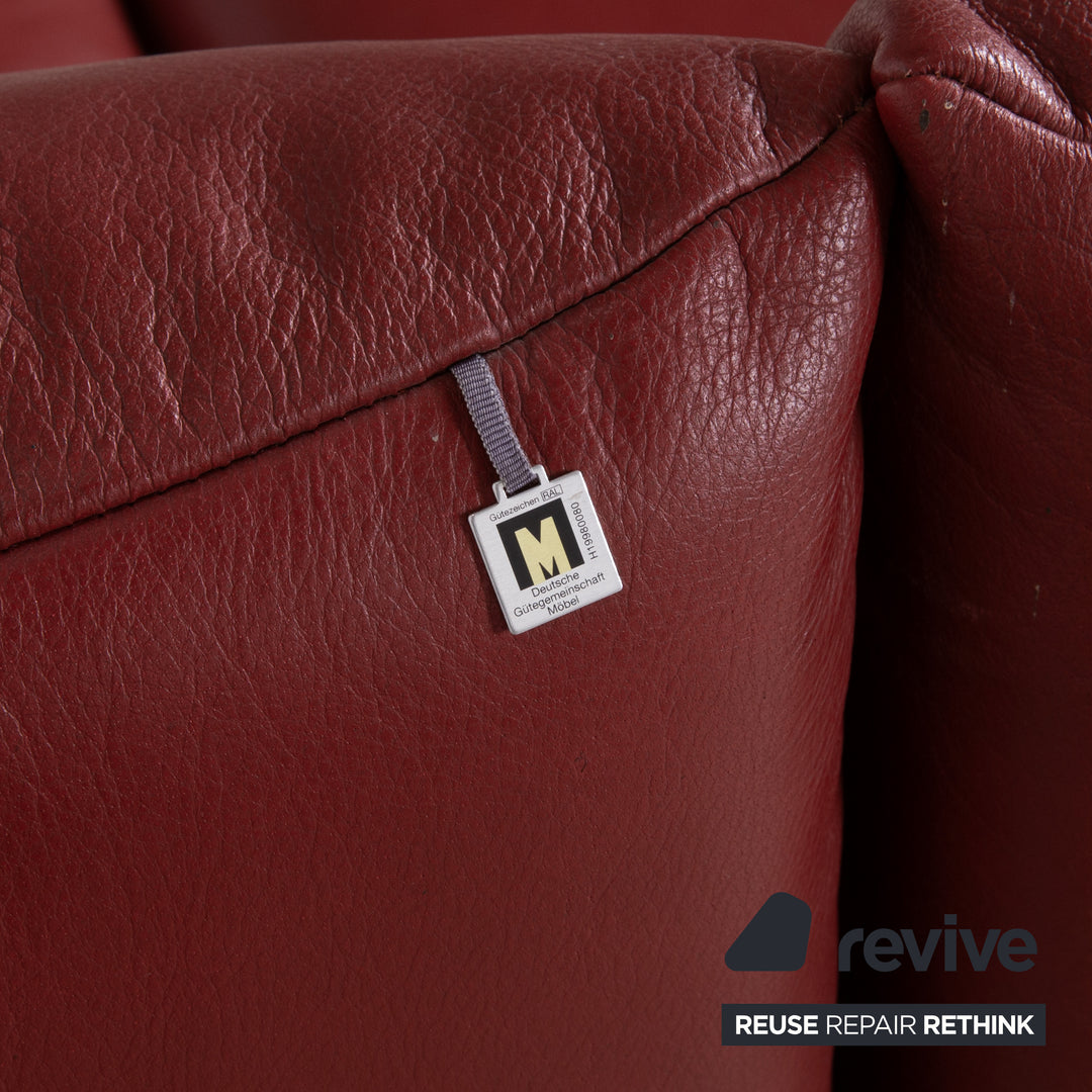Koinor Francis Leather Two-Seater Red Manual Function Sofa Couch