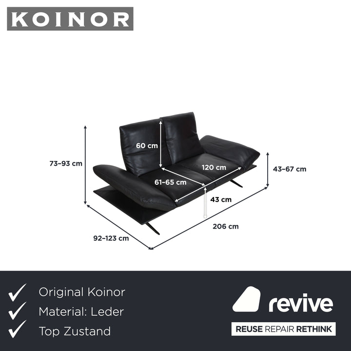 Koinor Francis Leder Zweisitzer Schwarz manuelle Funktion Sofa Couch