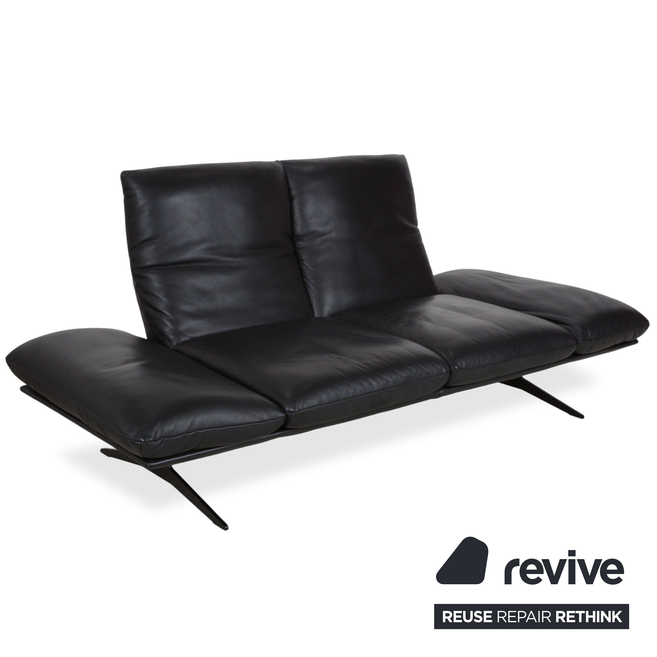 Koinor Francis Leather Two-Seater Black Manual Function Sofa