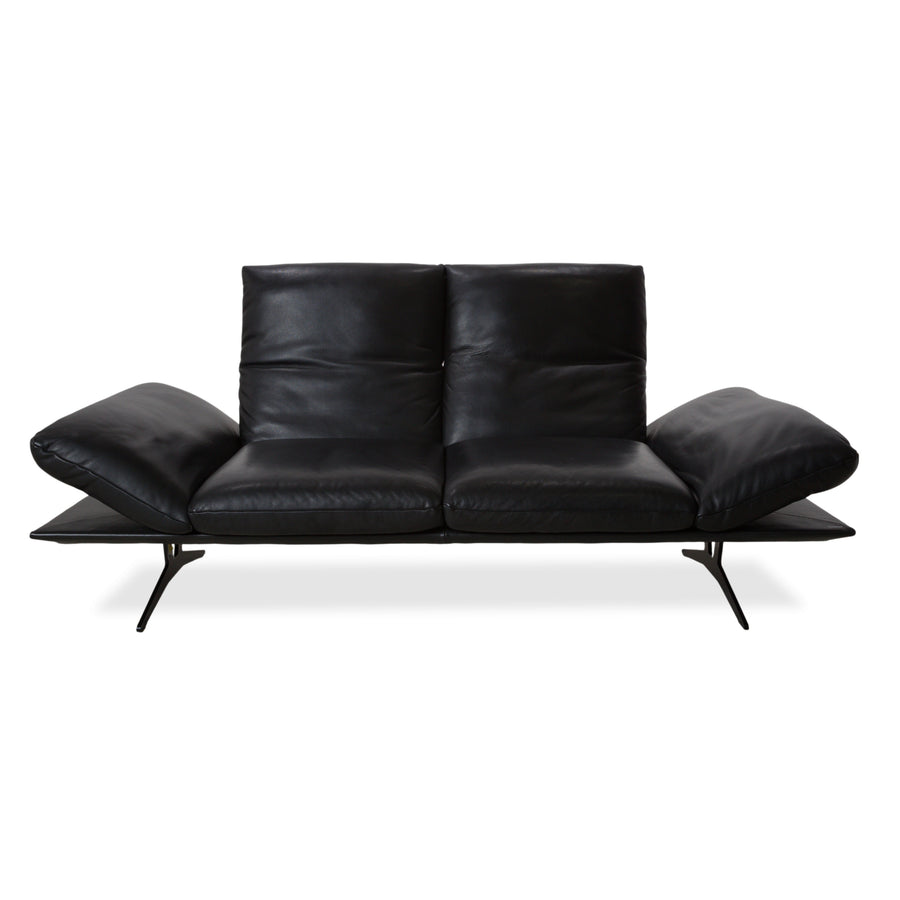 Koinor Francis Leder Zweisitzer Schwarz manuelle Funktion Sofa Couch