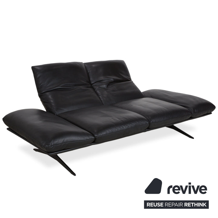 Koinor Francis Leder Zweisitzer Schwarz manuelle Funktion Sofa Couch