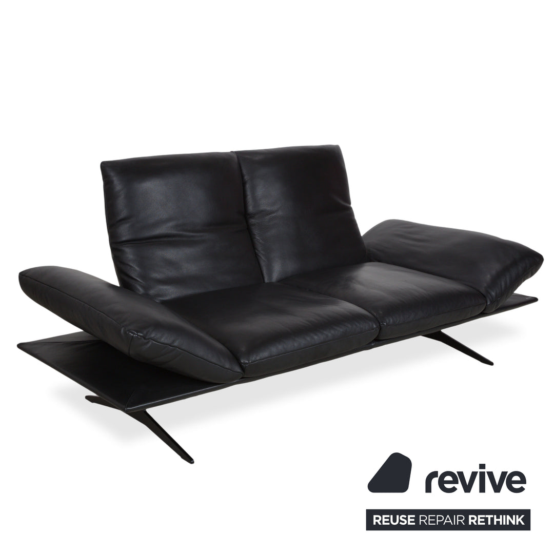 Koinor Francis Leder Zweisitzer Schwarz manuelle Funktion Sofa Couch