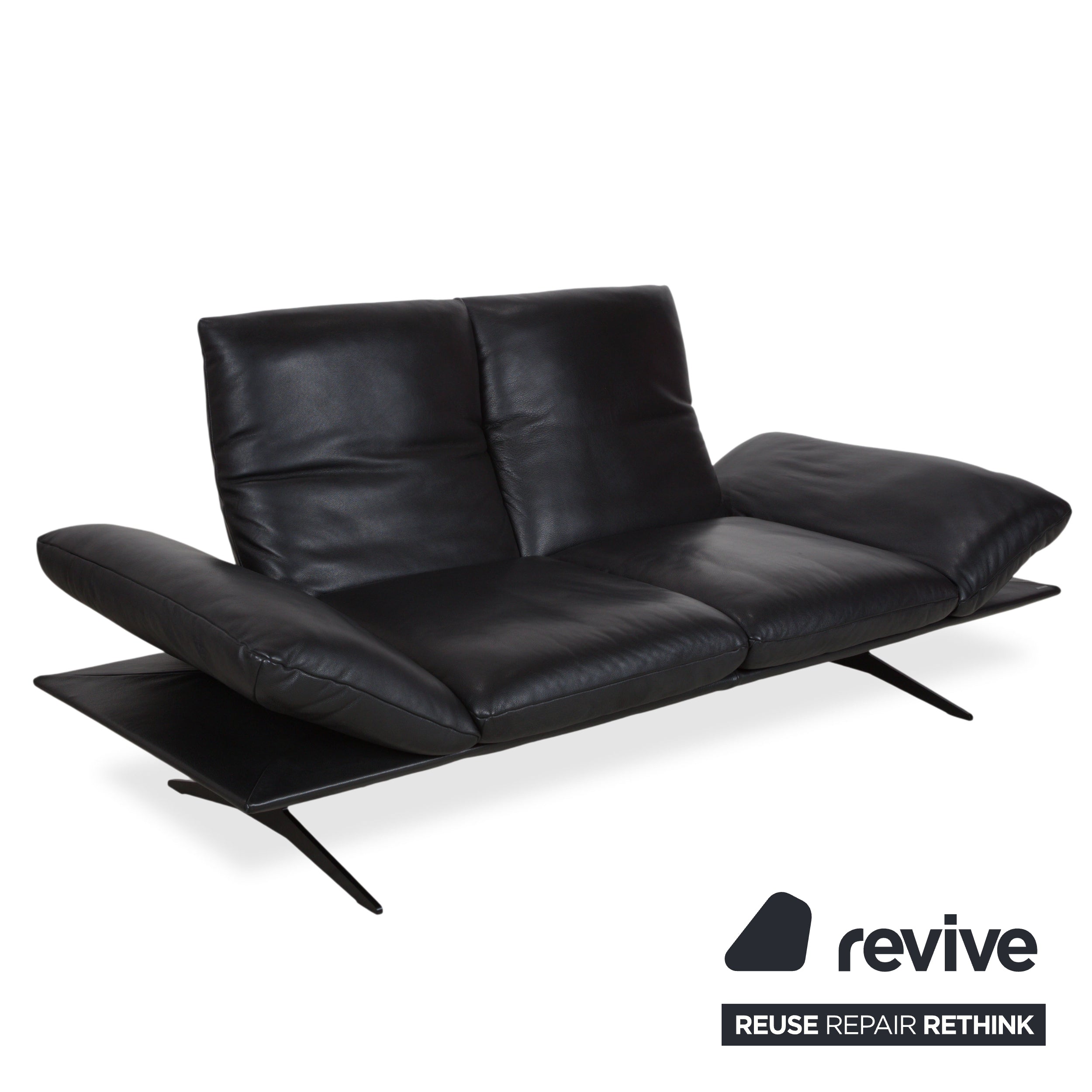 Koinor Francis Leather Two-Seater Black Manual Function Sofa