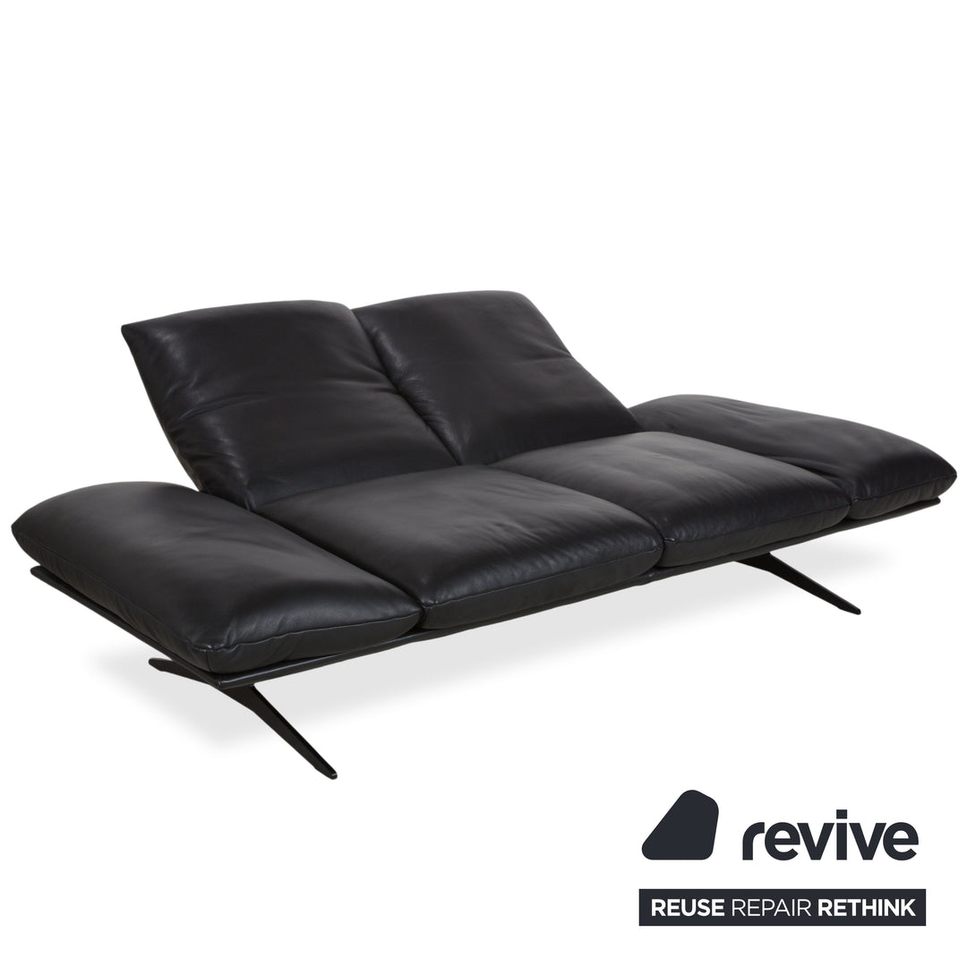 Koinor Francis Leder Zweisitzer Schwarz manuelle Funktion Sofa Couch