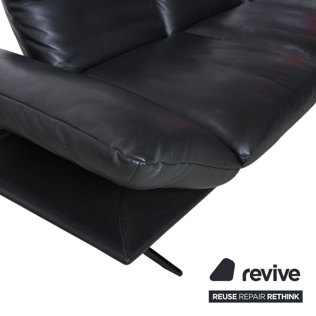 Koinor Francis Leder Zweisitzer Schwarz manuelle Funktion Sofa Couch