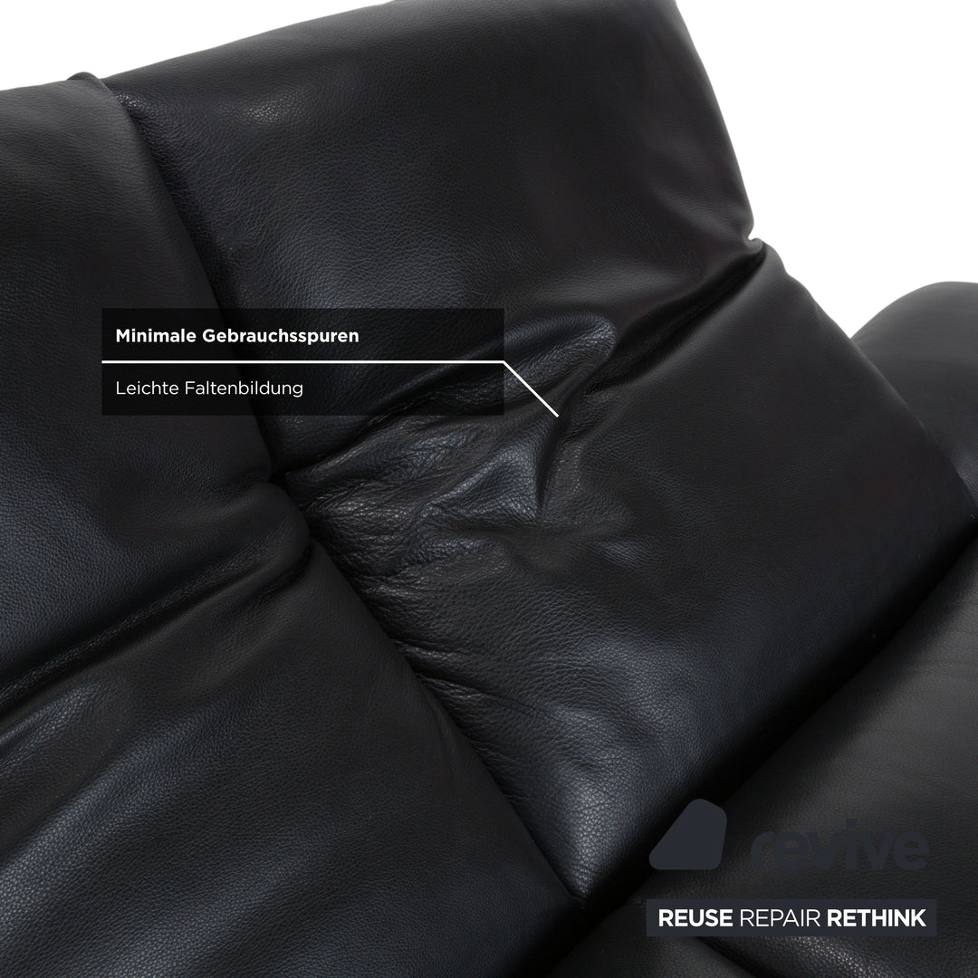 Koinor Francis Leder Zweisitzer Schwarz manuelle Funktion Sofa Couch