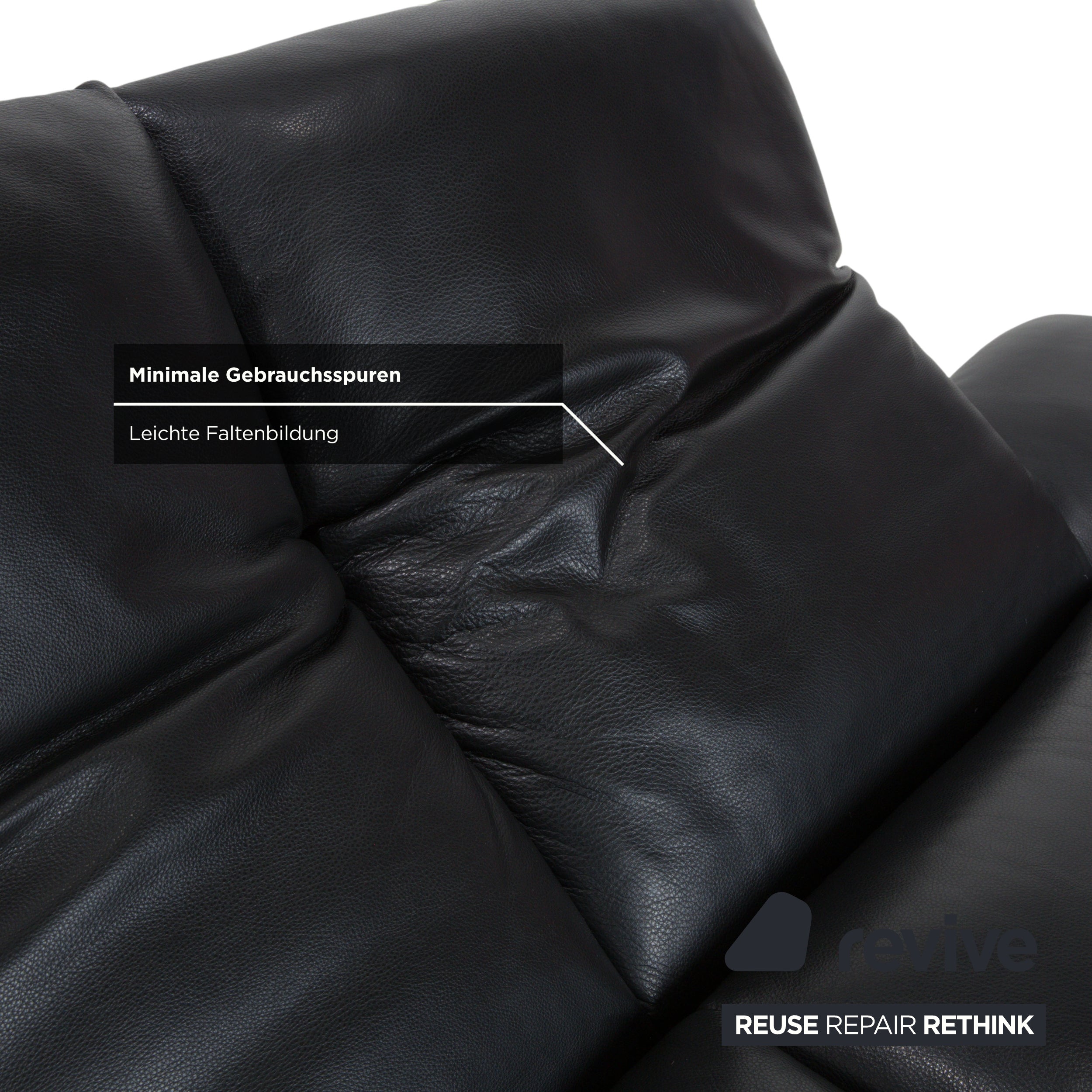 Koinor Francis Leather Two-Seater Black Manual Function Sofa
