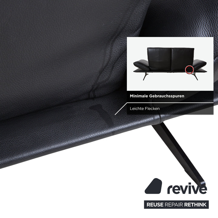 Koinor Francis Leder Zweisitzer Schwarz manuelle Funktion Sofa Couch