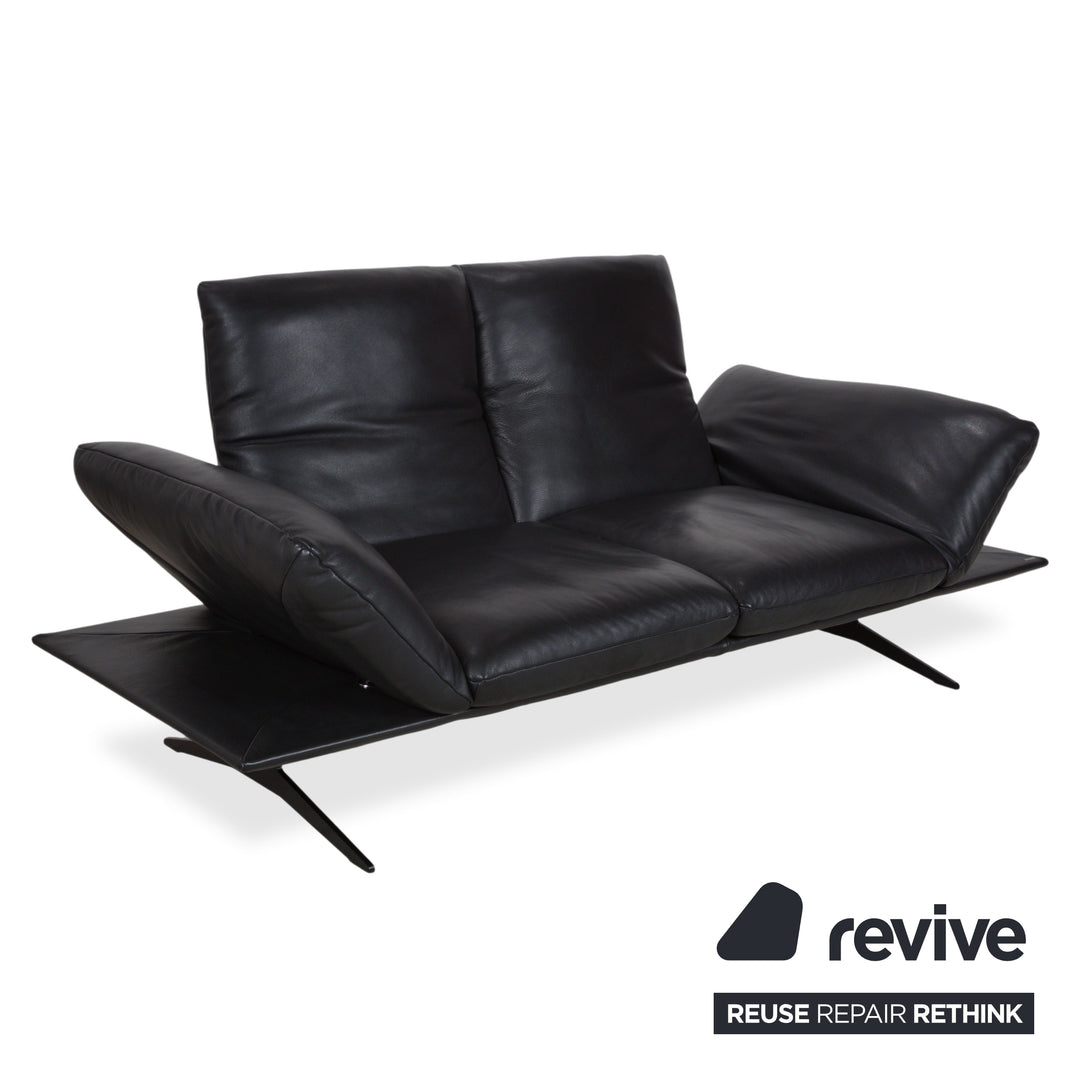 Koinor Francis Leder Zweisitzer Schwarz manuelle Funktion Sofa Couch