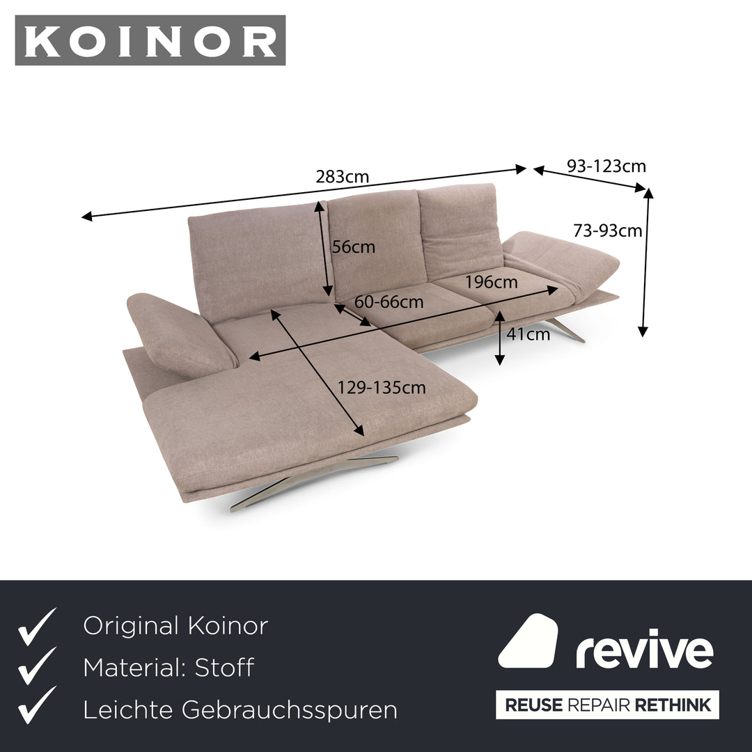 Koinor Francis Fabric Corner Sofa Grey Recamiere Left Manual Function Sofa Couch