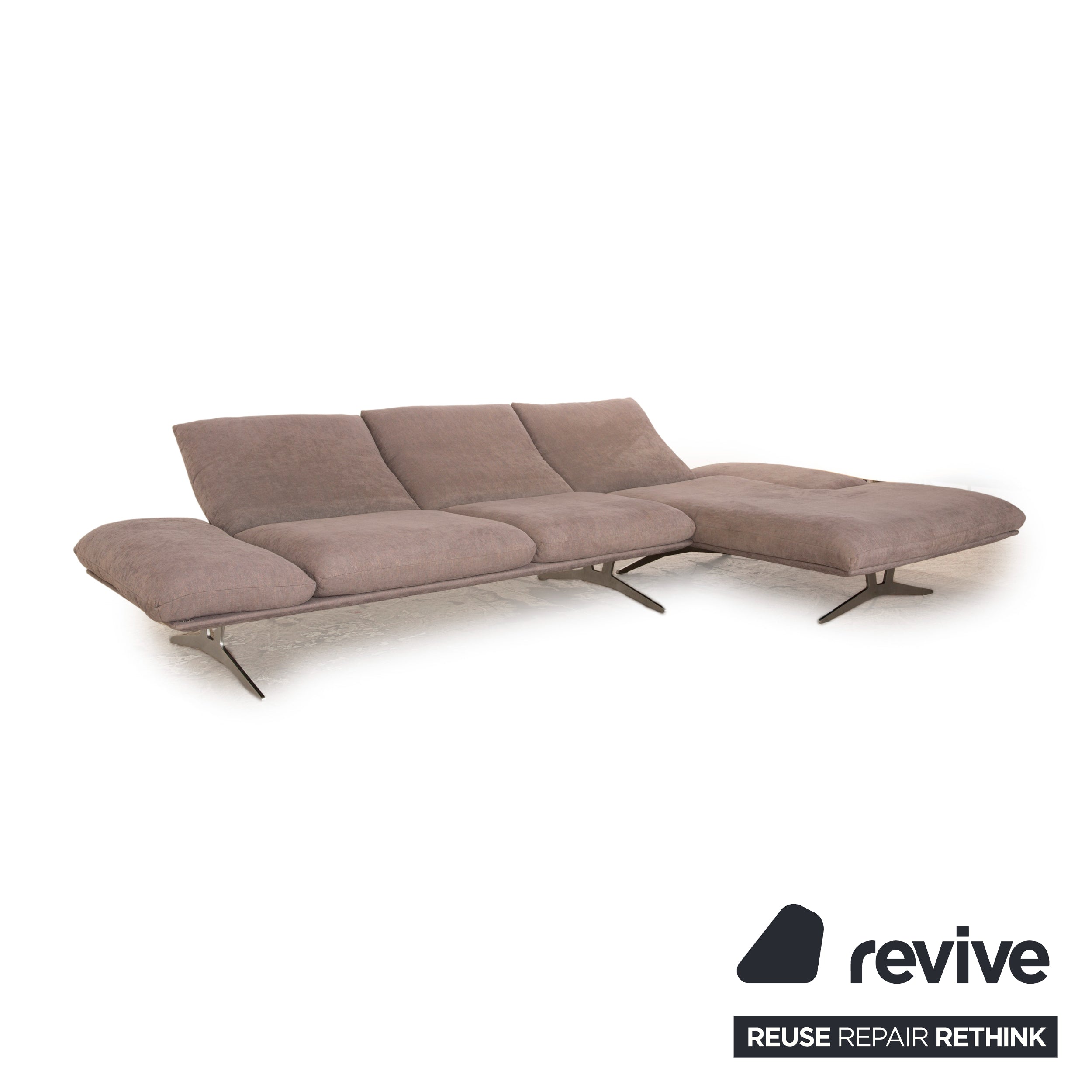 Koinor Francis Stoff Ecksofa Grau Recamiere Rechts manuelle Funktion Sofa Couch