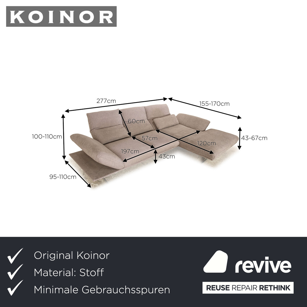 Koinor Francis Fabric Corner Sofa Grey Recamiere Right Manual Function Sofa Couch