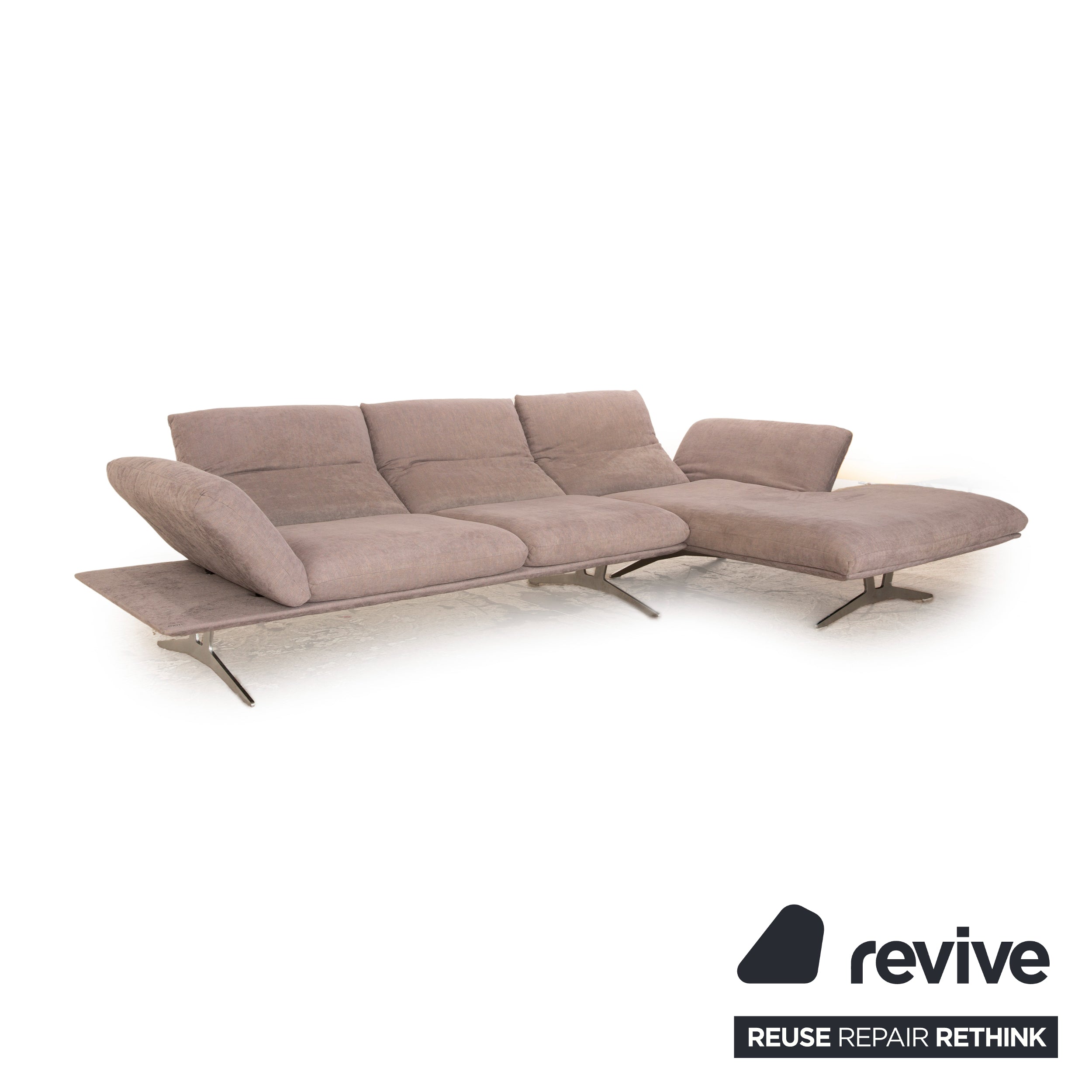 Koinor Francis Stoff Ecksofa Grau Recamiere Rechts manuelle Funktion Sofa Couch