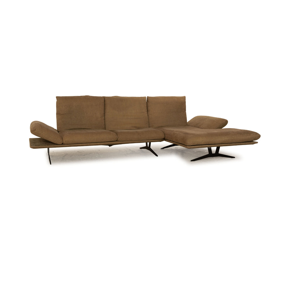 Koinor Francis Stoff Ecksofa Recamiere Rechts Olivgrün Khaki manuelle Funktion Grau Sofa Couch