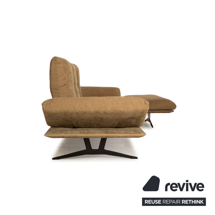 Koinor Francis Stoff Ecksofa Recamiere Rechts Olivgrün Khaki manuelle Funktion Grau Sofa Couch