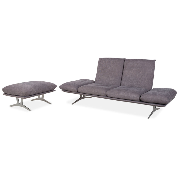 Tabouret deux places en tissu gris Koinor Francis, canapé manuel