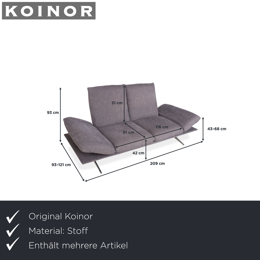 Tabouret deux places en tissu gris Koinor Francis, canapé manuel