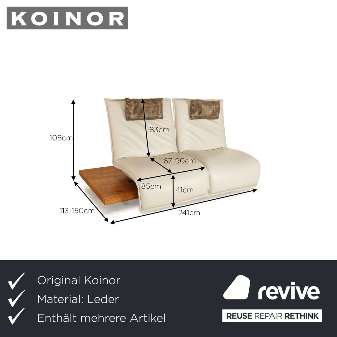 Koinor Free Motion Edit 1 Leather Sofa Set Cream Grey 2x Two-Seater Electric Function